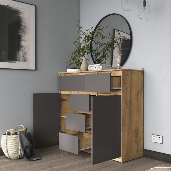 Тумба ТБ22 Сити серый графит/дуб крафт золотой