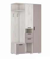 Прихожая УЛЬТРА ПР-01(1200*520*2100) Глиняный Серый/Дуб Крафт Белый