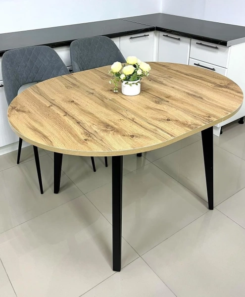 Стол Ориент D980(305),Пластик, Дуб вотан, подстолье дерево, эмаль черная