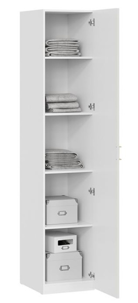 Стелла Шкаф д/белья 1 дв Белый холст/Белый жемчуг