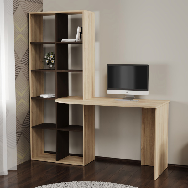 Стол со стеллажом НИМ дуб сонома/венге