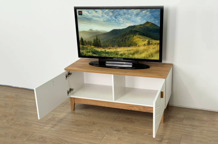 Тумба  Хюгге белое дерево/дуб крафт золотой/белый матовый