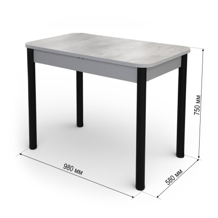 Стол Беседа НЕРАСКЛ 980*580 Пластик (Метрополитан) B1, Опоры черные+ЛДСП Металлик