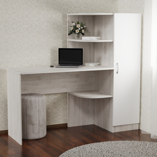 Стол письменный КРИСТИН – 1  Сосна лофт/ Белый Правый