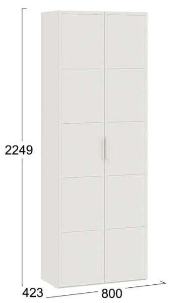 Стелла Шкаф д/одежды 2 дв комбинированный Белый холст/Белый жемчуг/