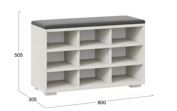 Тумба для обуви Тип 10 дуб крафт белый / велюр графит