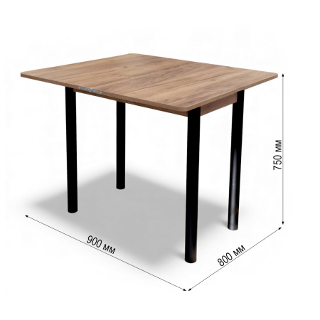 Стол кухонный Уют 4 45(+45)*80*75 Дуб крафт табачн/черный