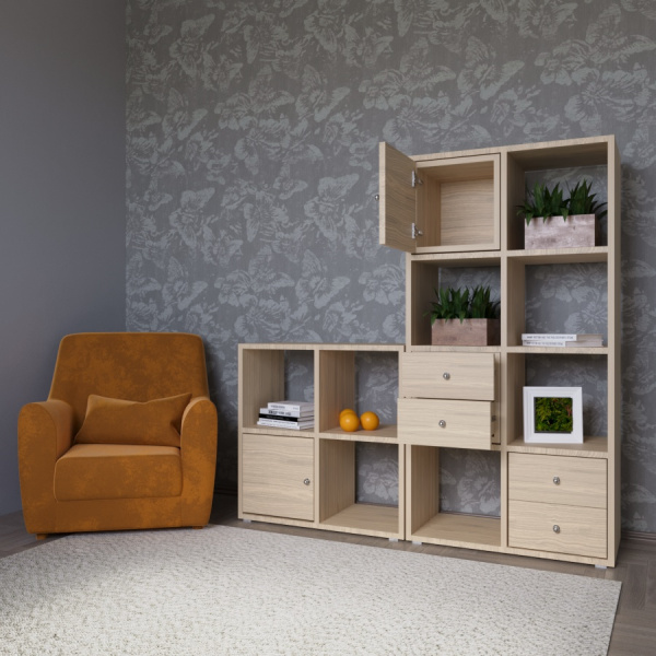 КОРИНН  Стеллаж 2 х 4 ячейки / Дуб сонома